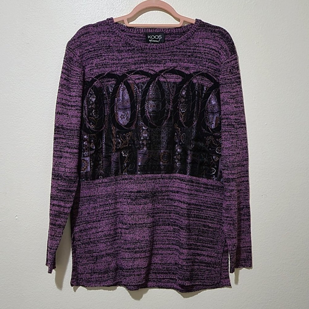 Koos Of Course! Vintage 90s Silk Knit Sweater Purple Deadstock NWT XS Oversized